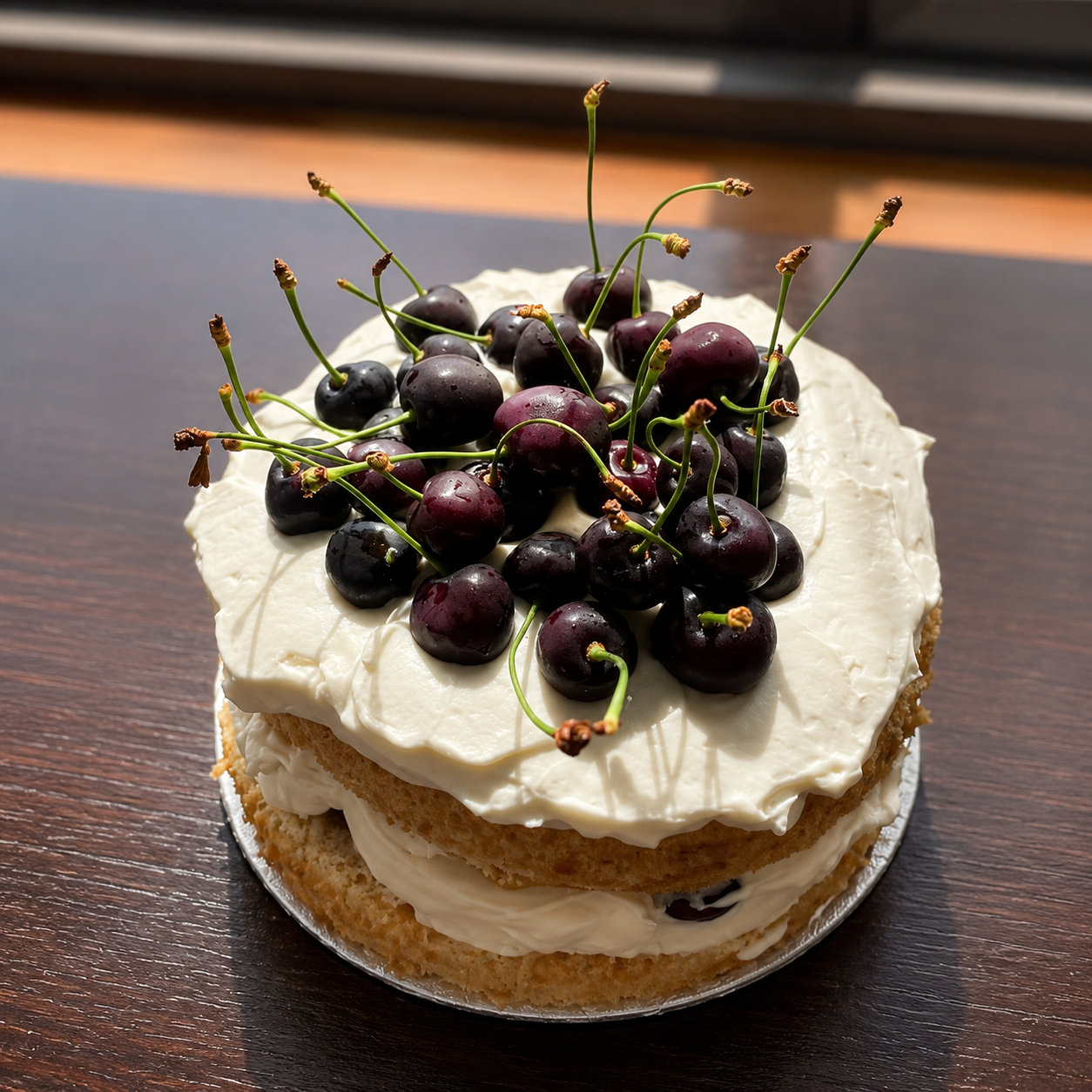 Cherry Layered Sponge Cake