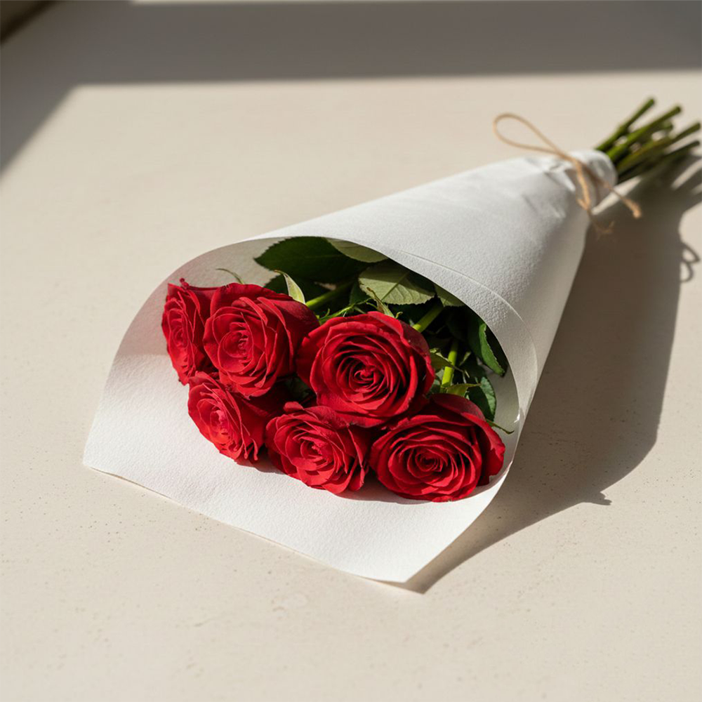 Classical Red Roses Bouquet | 6 Flowers