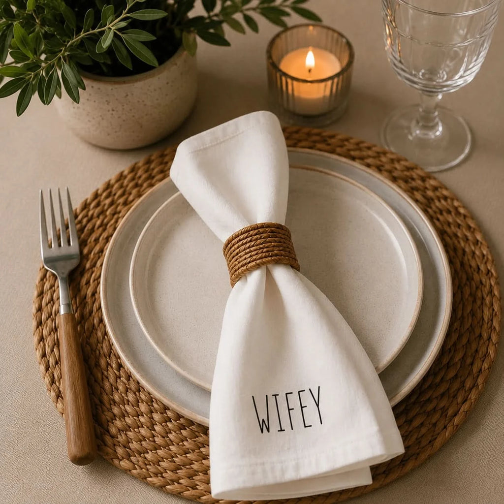 Hubby & Wifey Printed Napkin Set (Set of 2)