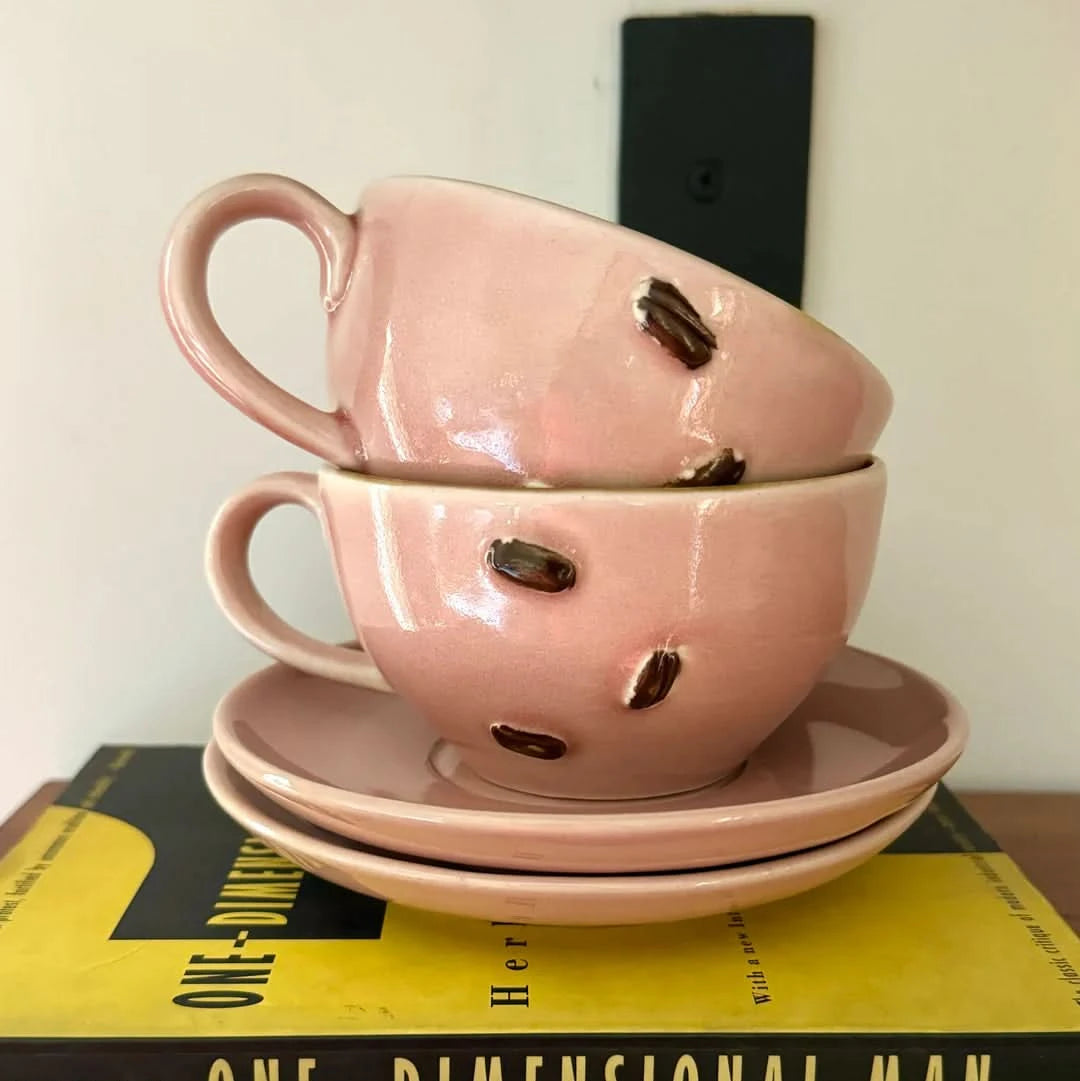 Blush Brew Mug & Saucer - Set of 2