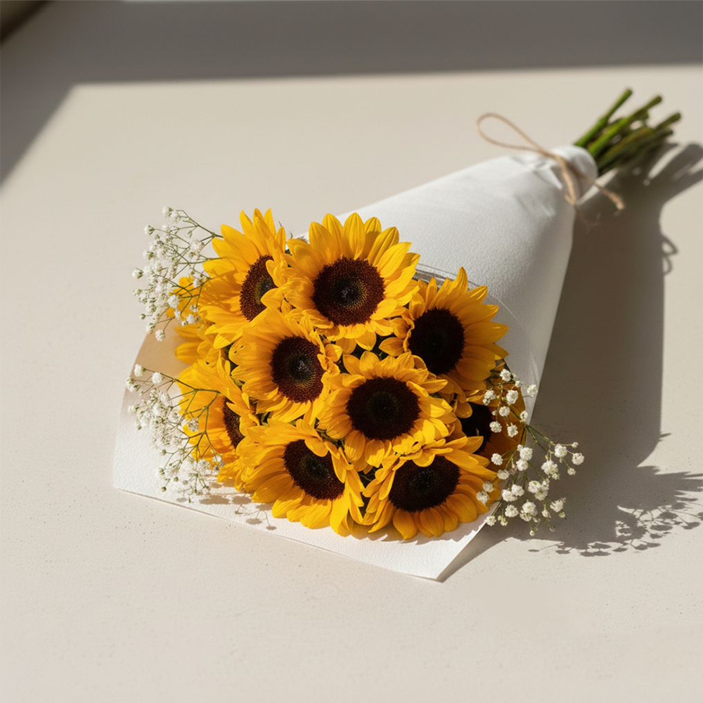 Sunny Serenity Flowers Bouquet | 6 Sunflowers