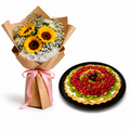 Sunflower Bouquet with Fresh Fruit Tart | Birthday Gift & Flower Combo