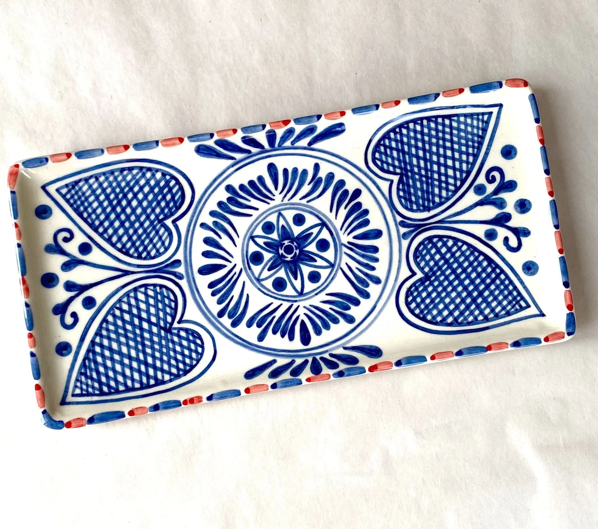 Portofino Blue Hearts Platter