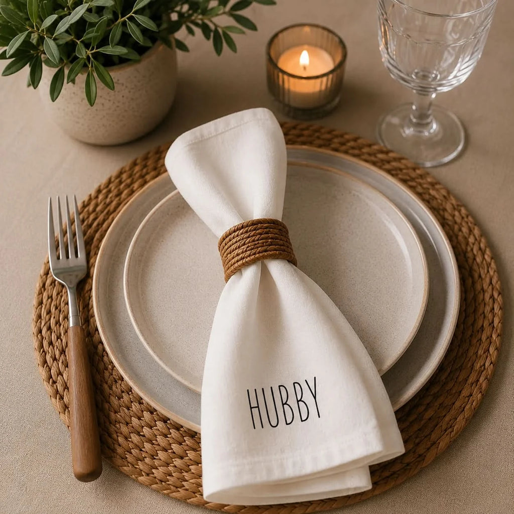 Hubby & Wifey Printed Napkin Set (Set of 2)