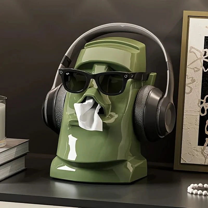 Iconic Moai Olive Tissue Dispenser