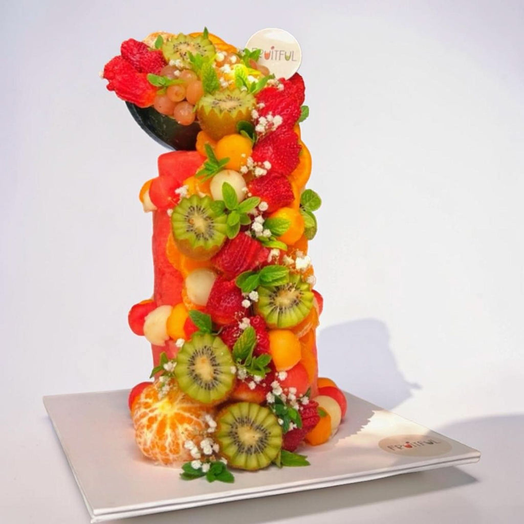 Two Tier Fruit Cake in Watermelon Base