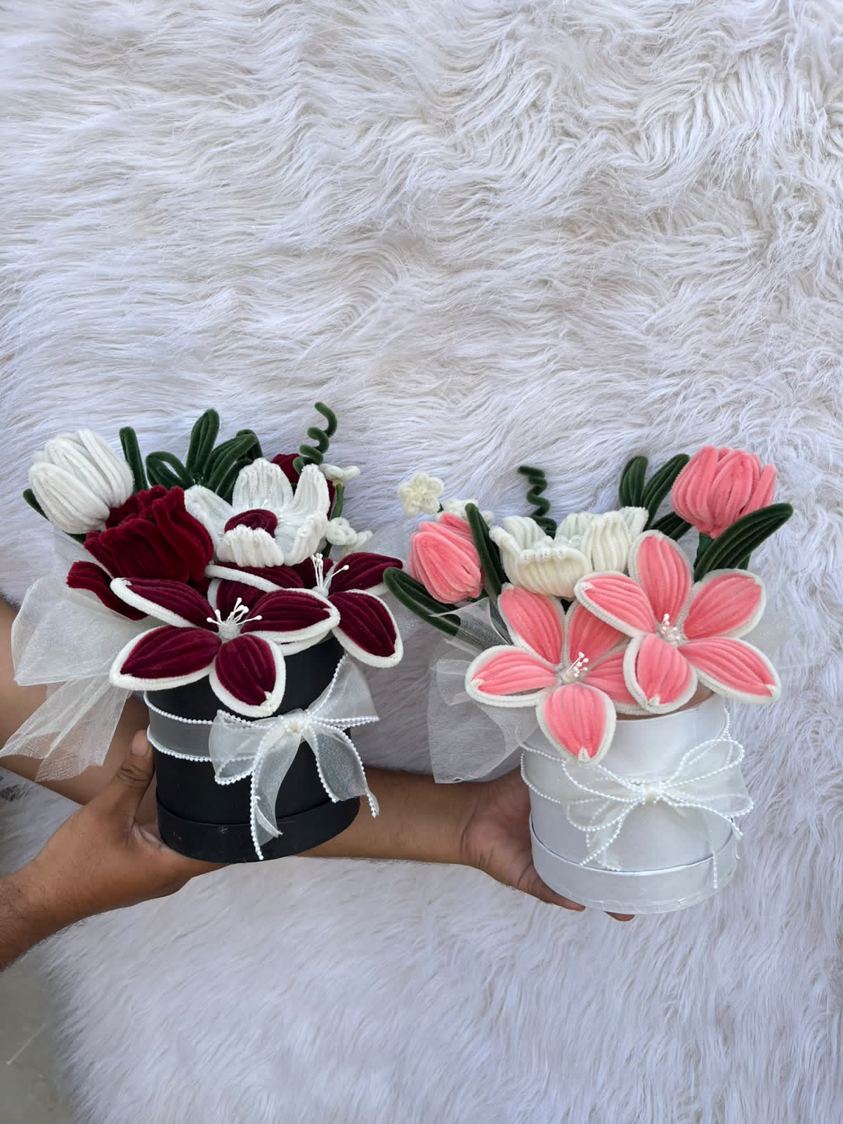 Handmade Velvet Flower Basket