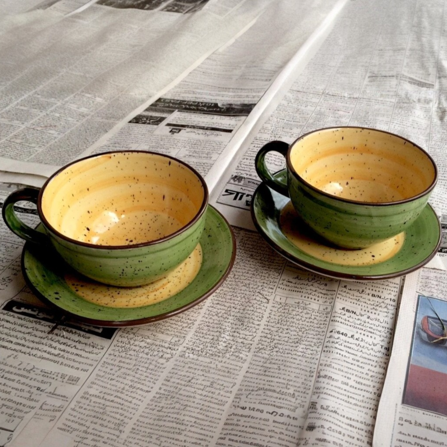 Emerald Aura Mug & Saucer - Set of 2