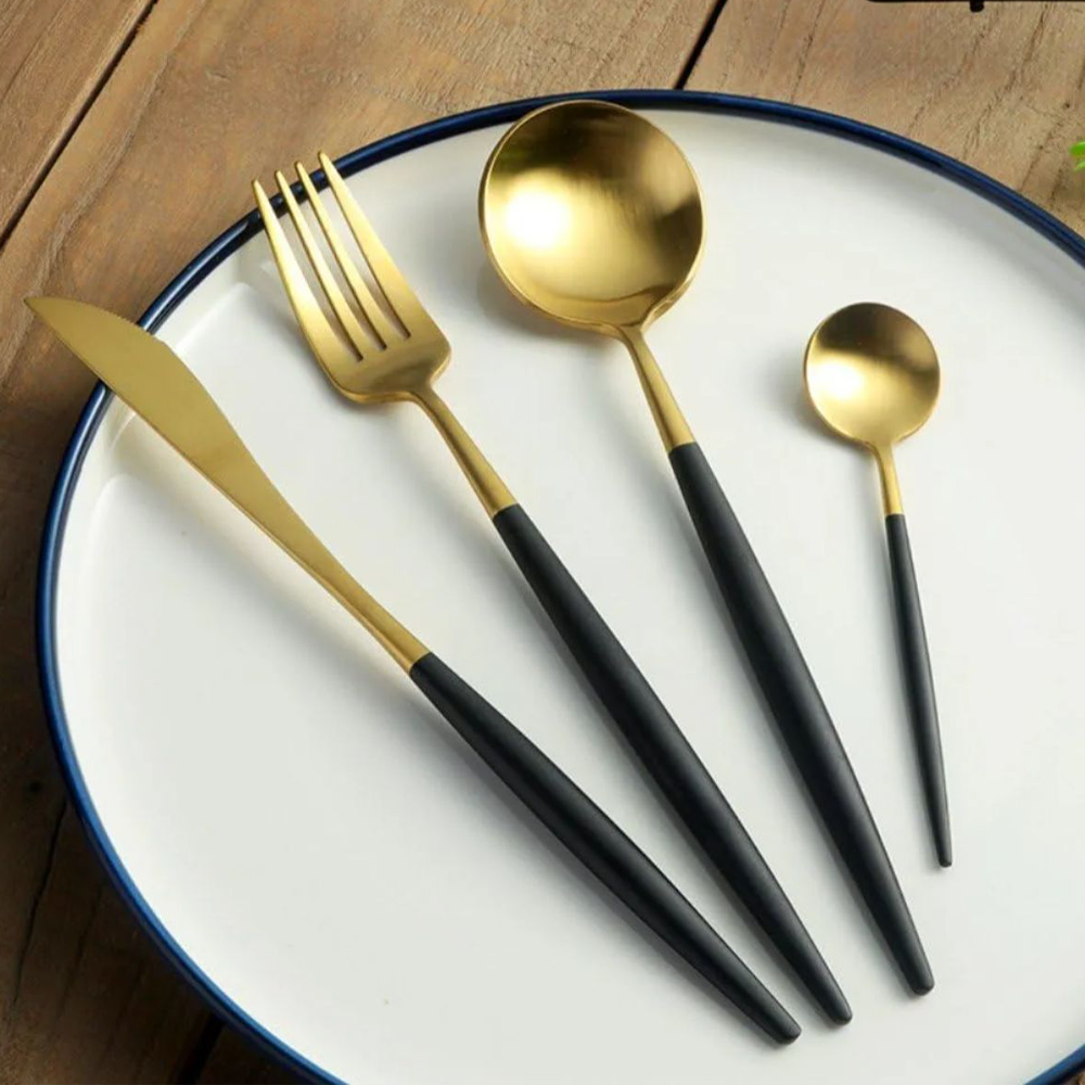 Signature Table Cutlery Set Green & Gold