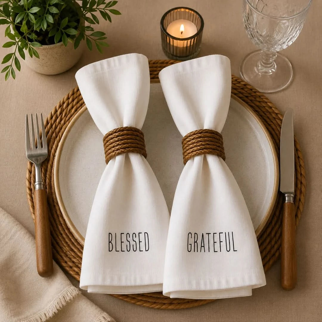 Grateful Printed Napkin Set (Set of 2)